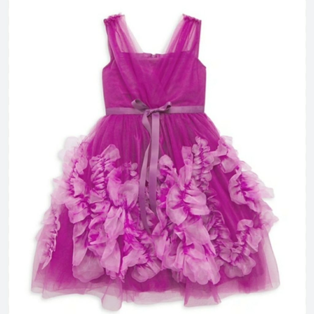 Marchesa Notte Mini Textured Tulle Fuschia Pink Dress Gown 6 S
